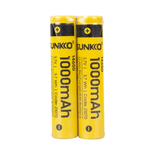 SUNKKO 3.7 VOLT 1000 MAH 14650 ŞARJ EDİLEBİLİR PİL (2Lİ PAKET FİYATI) - 2