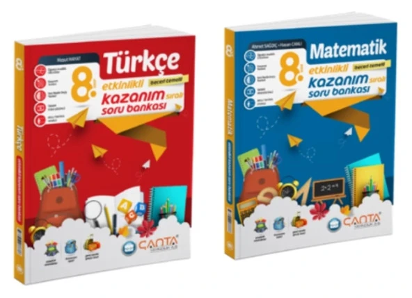 ÇANTA YAYINCILIK 8.SINIF Türkçe ve Matematik Etkinlikli Kazanım Sıralı Soru Bankası (2 Kitap)