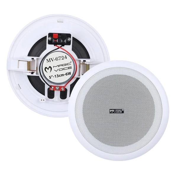 Magicvoice MV-6724 13 CM 6 Watt 8 Ohm 5" Beyaz Trafosuz Alçıpan Hoparlör - 6