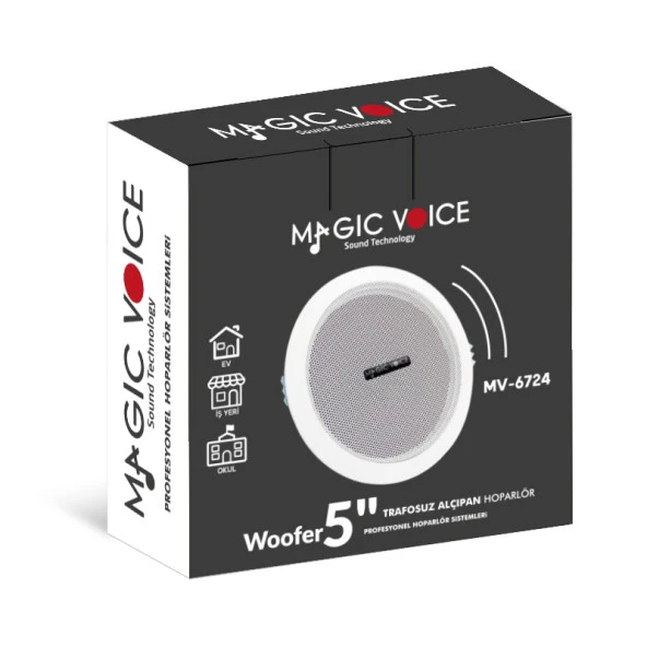 Magicvoice MV-6724 13 CM 6 Watt 8 Ohm 5" Beyaz Trafosuz Alçıpan Hoparlör - 3