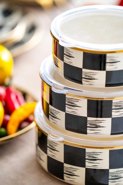 Acar XAP-21-0517/12 Qualita King Emaye 3 lü Saklama Kabı - Resim 2