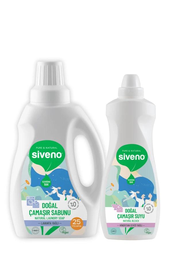 Siveno 100 Doğal Çamaşır Sabunu 750 ml + 100 Doğal Çamaşır Suyu 700 ml 2li Set