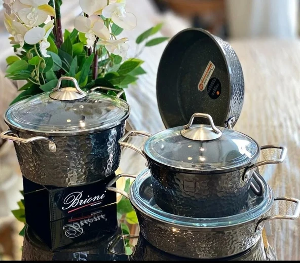 Brioni Copper 7 Parça Tencere Seti - Platin - 2