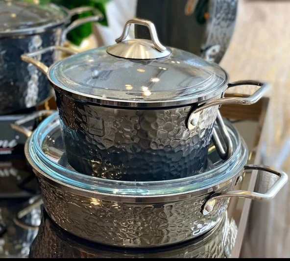 Brioni Copper 7 Parça Tencere Seti - Platin - 4