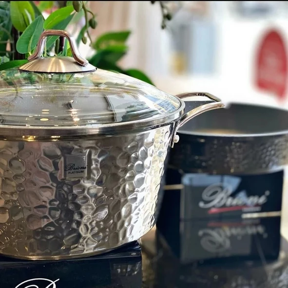 Brioni Copper 7 Parça Tencere Seti - Platin - 6