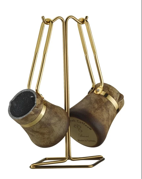 Brioni Royal Stone 3 Parça Cezve Takımı - Kaplangözü/Altın ürün görseli