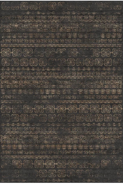 Kilim Desenli Pamuk Taban Yıkanabilir Baskılı Halı  SİYAH 180X280