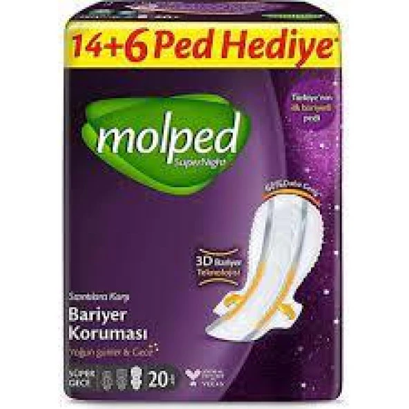 Molped Supernight Ultra Hijyenik Ped Super Gece Dev Ekonomik 20 Adet