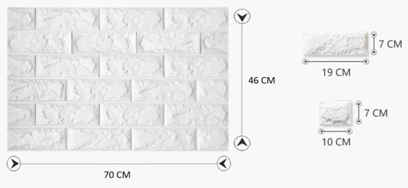 Renkli Duvarlar 70x54 cm Kendinden Yapışkanlı Esnek Köpük Duvar Kağıdı Paneli 3d Boyutlu Tuğla Desen - Resim 2