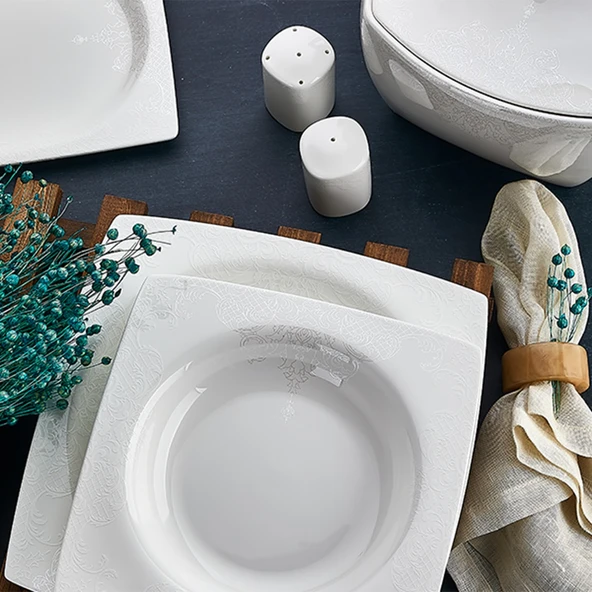 Aryıldız AR 45002 Bone Square Porselen 60 Parça Yemek Takımı - Resim 2