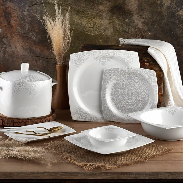 Aryıldız AR 45008 Bone Square Porselen 60 Parça Yemek Takımı ürün görseli 1