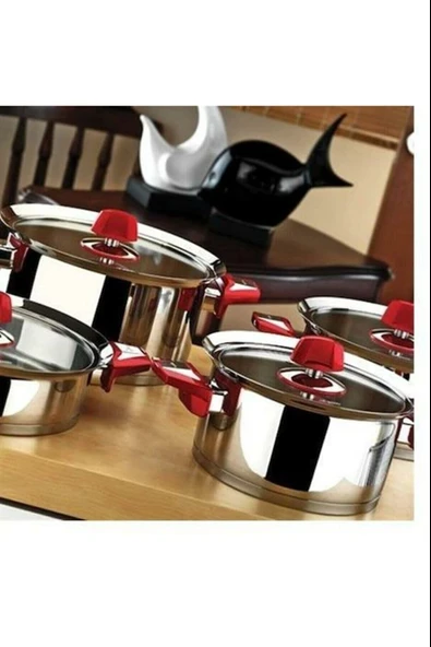 Aryıldız Flamingo Cam İdeal 22 Parça Tencere Seti - Red - 2