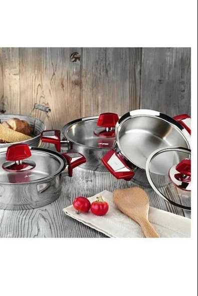 Aryıldız Flamingo Cam İdeal 22 Parça Tencere Seti - Red - 3