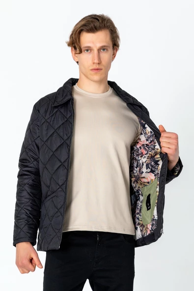 Erkek Regular Fit İçi Desenli Rahat Şık Mont - 6