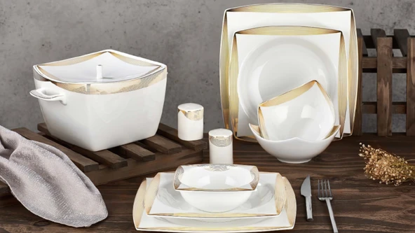 Aryıldız Bone Square Porselen 60 Parça Yemek Takımı 31021 ürün görseli 1