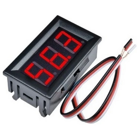 0.56" 0-100V 3 Kablolu DC Kırmızı Voltmetre