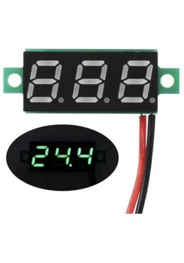 0.28" 3.5-30V İki Kablolu DC Yeşil Voltmetre