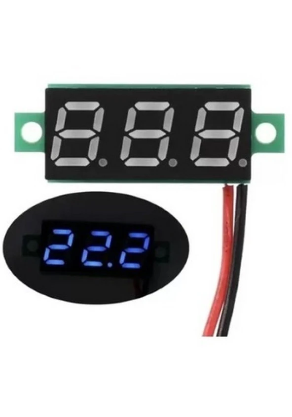 0.28" 3.5-30V İki Kablolu DC Mavi Voltmetre