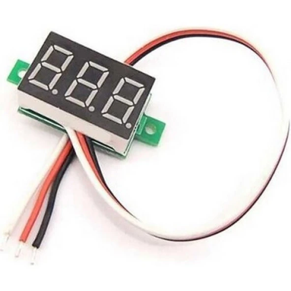 0.28" 0-100V 3 Kablolu DC Kırmızı Voltmetre