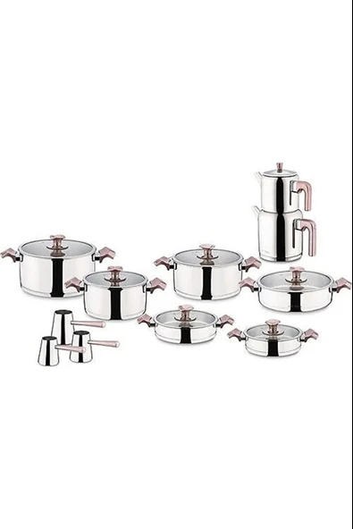 Aryıldız King İdeal 20 Parça Cam Kapak Çelik Çeyiz Seti - Rose Gold - 2