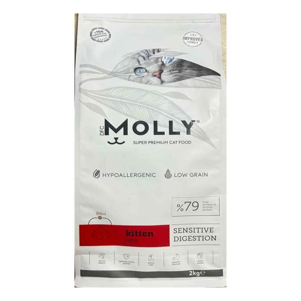 Molly Hipoalerjenik Düşük Tahıllı Kuzu Etli Yavru Kedi Maması 2 kg