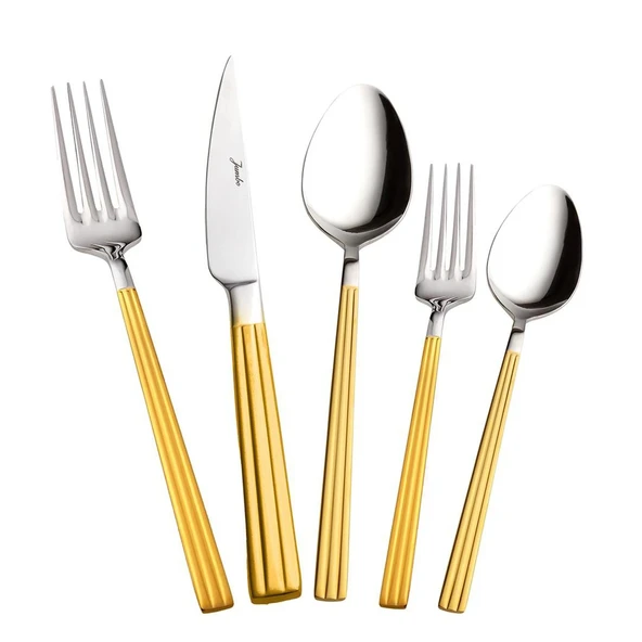 Jumbo 5300 Mat Altın 12 Kişilik 60 Parça Çatal Kaşık Bıçak Takımı ürün görseli