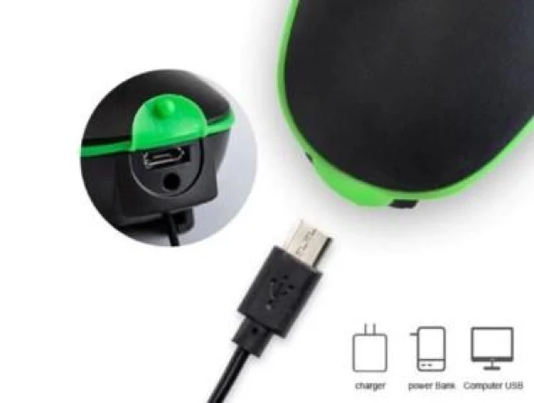 Xbyc 6163 Usb Şarjlı 250 Lümen 140 Db Yüksek Sesli Bisiklet Ön Farı Ve Korna Yeşil - 4
