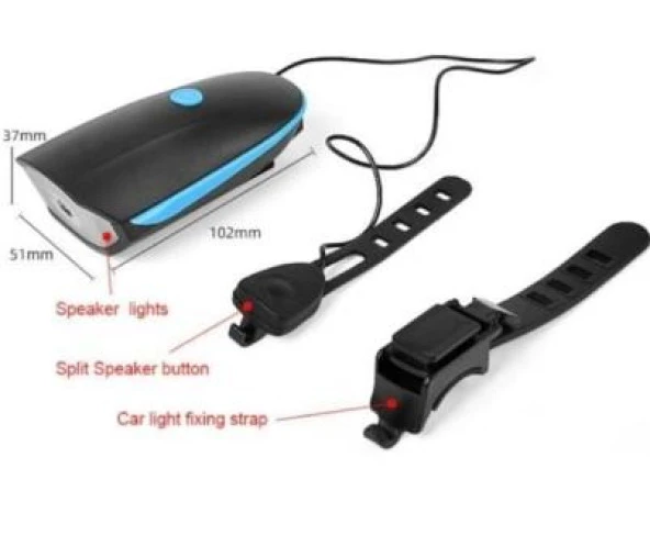 Xbyc 6163 Usb Şarjlı 250 Lümen 140 Db Yüksek Sesli Bisiklet Ön Farı Ve Korna Yeşil - 5
