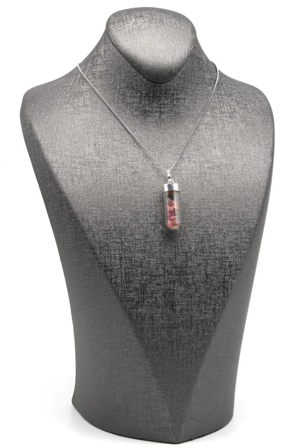 Turmalin Doğal Taş Tüp Şişe Kolye - Resim 2