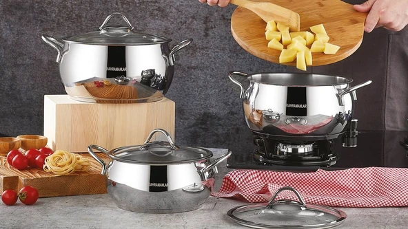 Kahramanlar Elit 6 Parça Büyük Boy Platin Güveç Tencere Seti ürün görseli