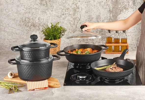 Kahramanlar Motto Döküm 7 Parça Tencere Seti ürün görseli