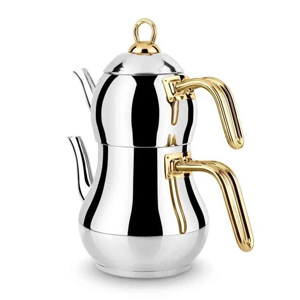 Lines Şahmeran Mini Boy Altın Kulp Çelik Çaydanlık ürün görseli 1