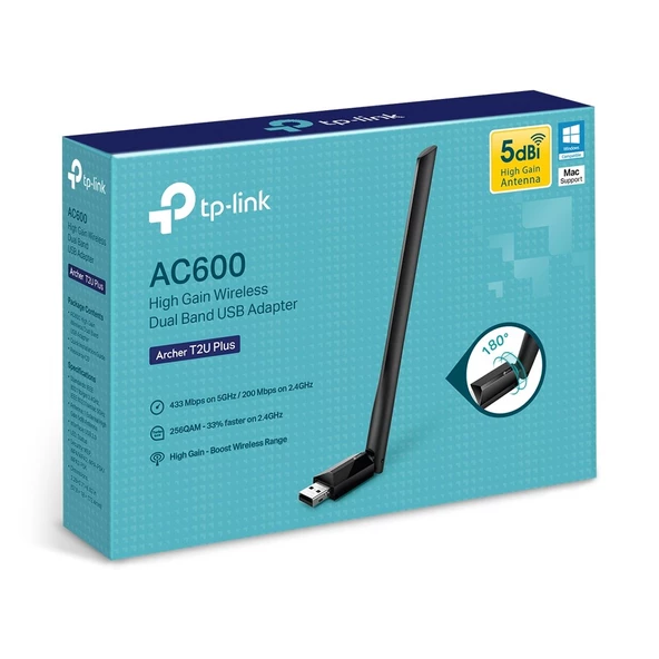 Tp-Link Archer T2U PLUS 600Mbps USB Adaptör - Resim 3