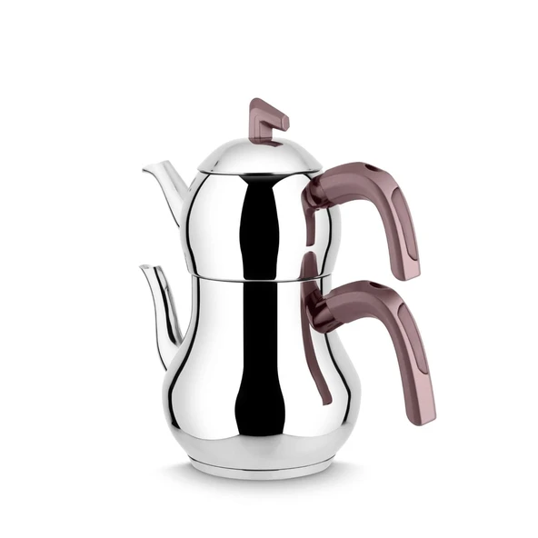 Lines Şahmeran Aile Boy Soft Kulp Çelik Çaydanlık - Rose ürün görseli 1