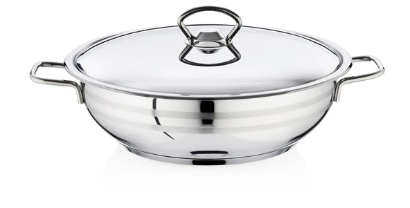 Bestinox 26x8 cm Tel Kulplu Çelik Kapaklı Çelik Kısa Tencere-4.25 Litre ürün görseli