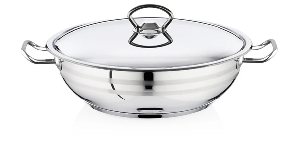 Bestinox 36x13 cm Flanşlı Kulp Çelik Kapaklı Çelik Kısa Tencere-12 Litre - 1