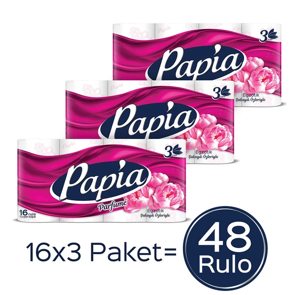 Papia Parfümlü Egzotik Tuvalet Kağıdı 48 Rulo (16 Rulo x 3 Paket) - 2