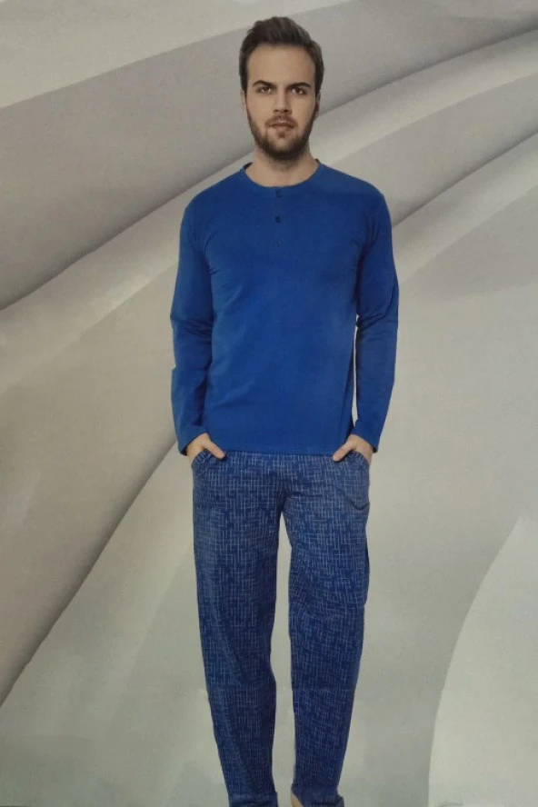 Yeni Sezon Uzun Kollu Erkek Pijama Takımı Aydoğan 3899