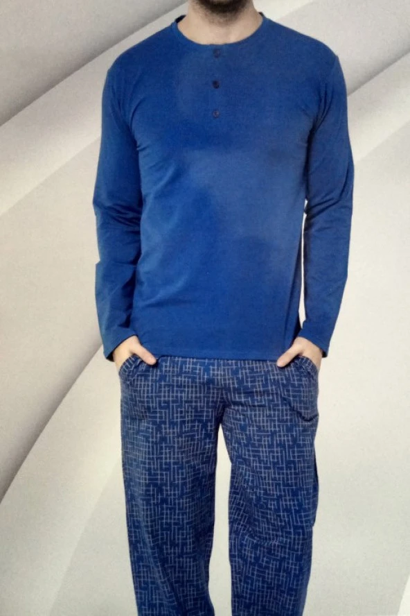 Yeni Sezon Uzun Kollu Erkek Pijama Takımı Aydoğan 3899 - 2