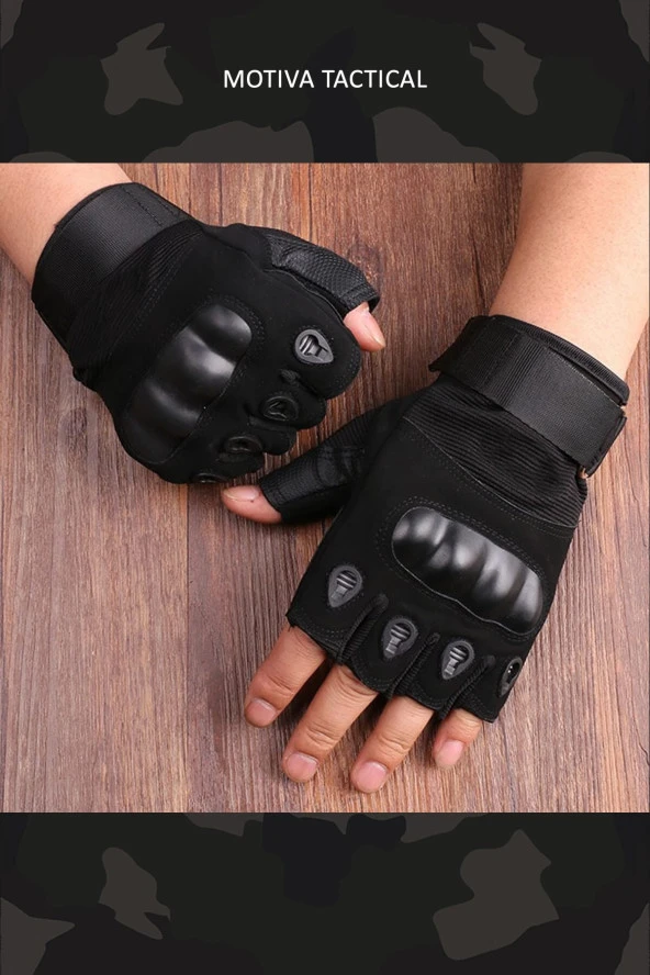 511 Model Taktik Combat Motosiklet Bisiklet Outdoor Sport Korumalı Yarım Parmaksız Eldiven - 2