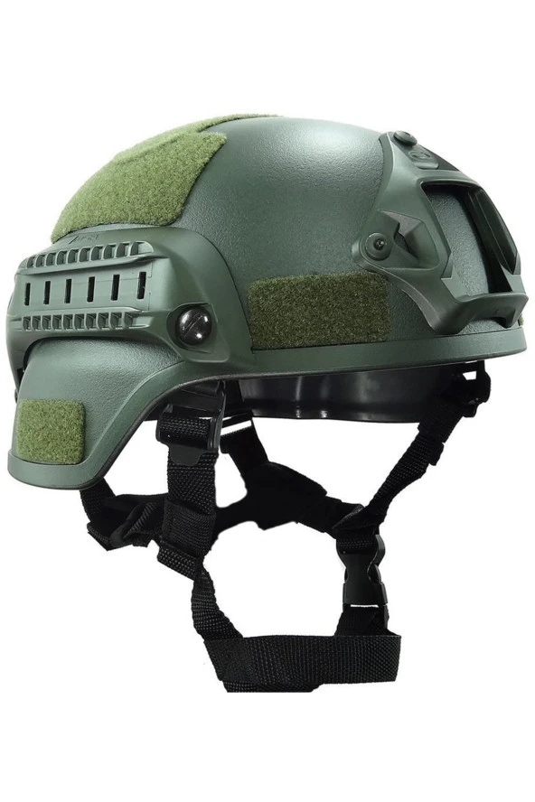 Airsoft Raylı Koruyucu Kask Miğfer Haki Yeşil - 2
