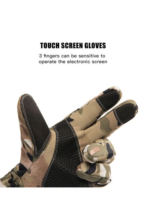 Su Geçirmez Softshell Multicam Motosiklet Taktik Askeri Spor Kışlık Kar Balıkçı Eldiveni - 2