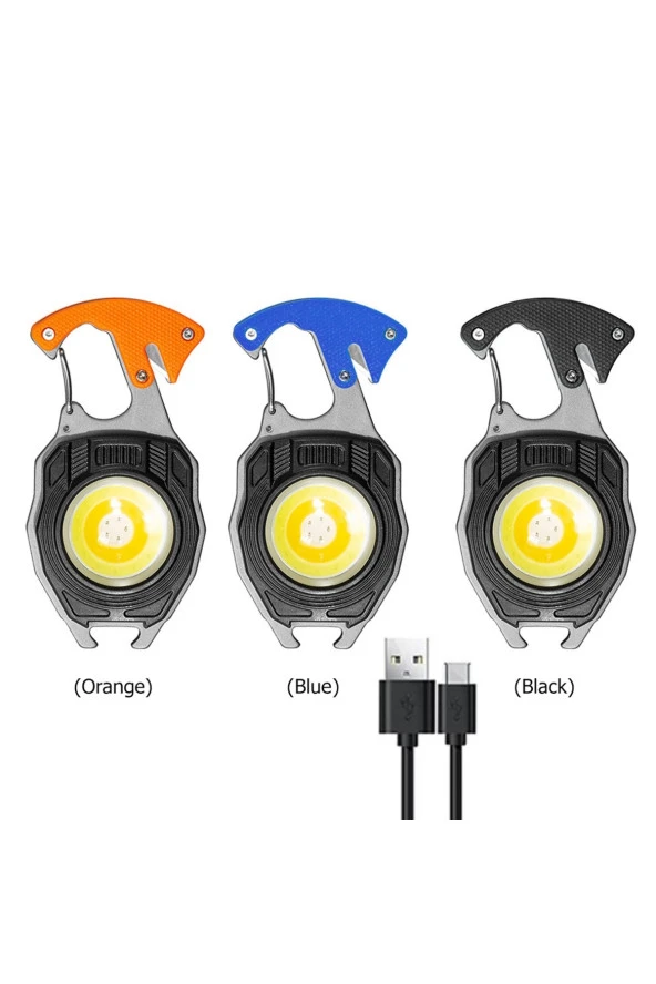 Ultra Güçlü Led Karabina Combat 12 Mod Kamp Fener Çakmak Düdük Bıçak Type-c 3 Renk - 3