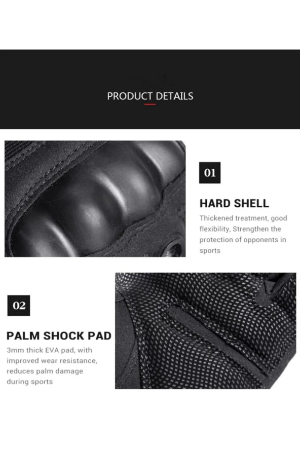 Sport Motosiklet Hard Shell Taktik Eldiven Korumalı Uzun Çöl Sarı Renk - 3