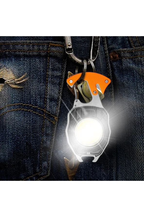 Ultra Güçlü Led Karabina Combat 12 Mod Kamp Fener Çakmak Düdük Bıçak Type-c 3 Renk - 5