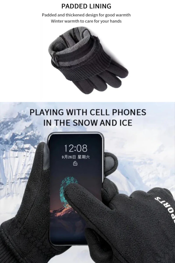 Polar Eldiven Soğuk Hava Dokunmatik Kışlık Spor Motosiklet Asker Taktik Kar Eldiveni - 4