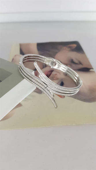 Gümüş Çelik Kelepçe Bileklik Sns103427 - Resim 2