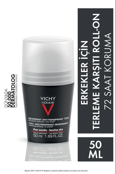 Vichy Deo Homme Terleme Karşıtı İz Bırakmayan Deodorant Roll-On Yoğun Kontrol 50ml