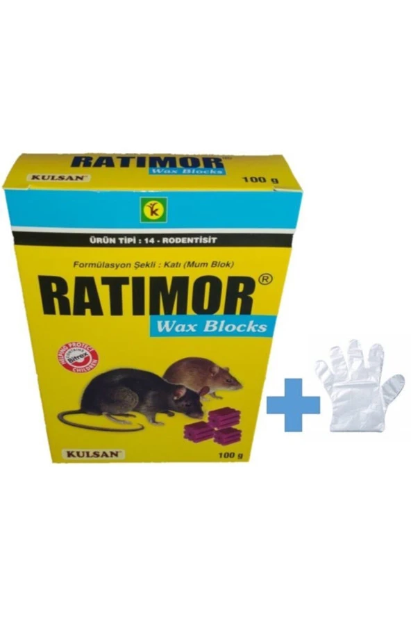 Kulsan İlaç Ratımor Mum Blok (wax Blocks) Fare Zehiri 100 Gr + Uygulama Eldiveni