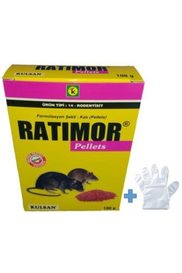 Kulsan İlaç Ratımor Pellet Fare Zehiri 100 Gr + Uygulama Eldiveni